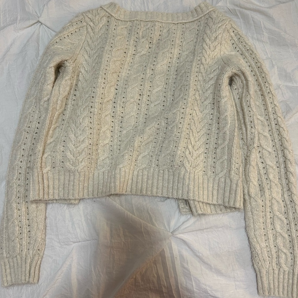 American Eagle Cream Cable Knit Cardigan - Picture 3 of 3